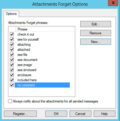 Attachments Forget for Outlook