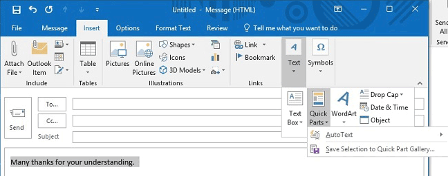 Auto Text in Outlook