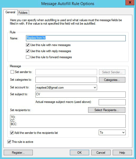 Message Autofill for Outlook