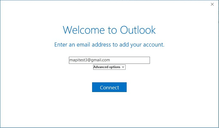 New mail account in Outlook