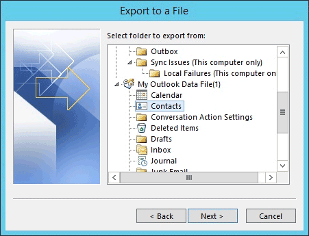 Export contacts from Outlook