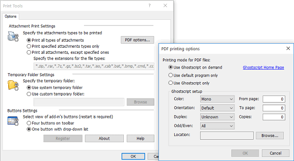 Printing PDF files in Outlook