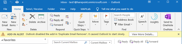 Outlook disabled items