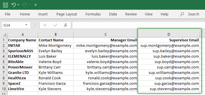 CC recepients in Excel