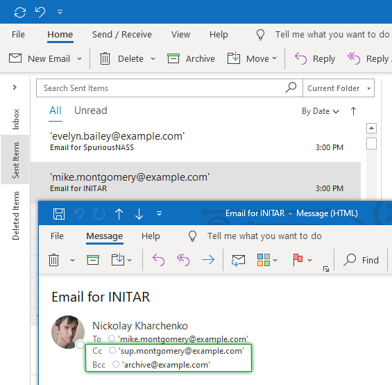 Carbon and Blind Carbon Copy recipients in Outlook
