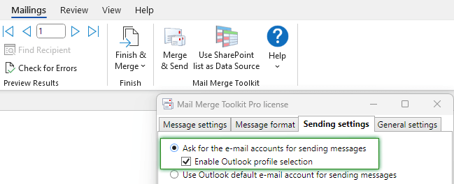 Change Sender in Mail Merge