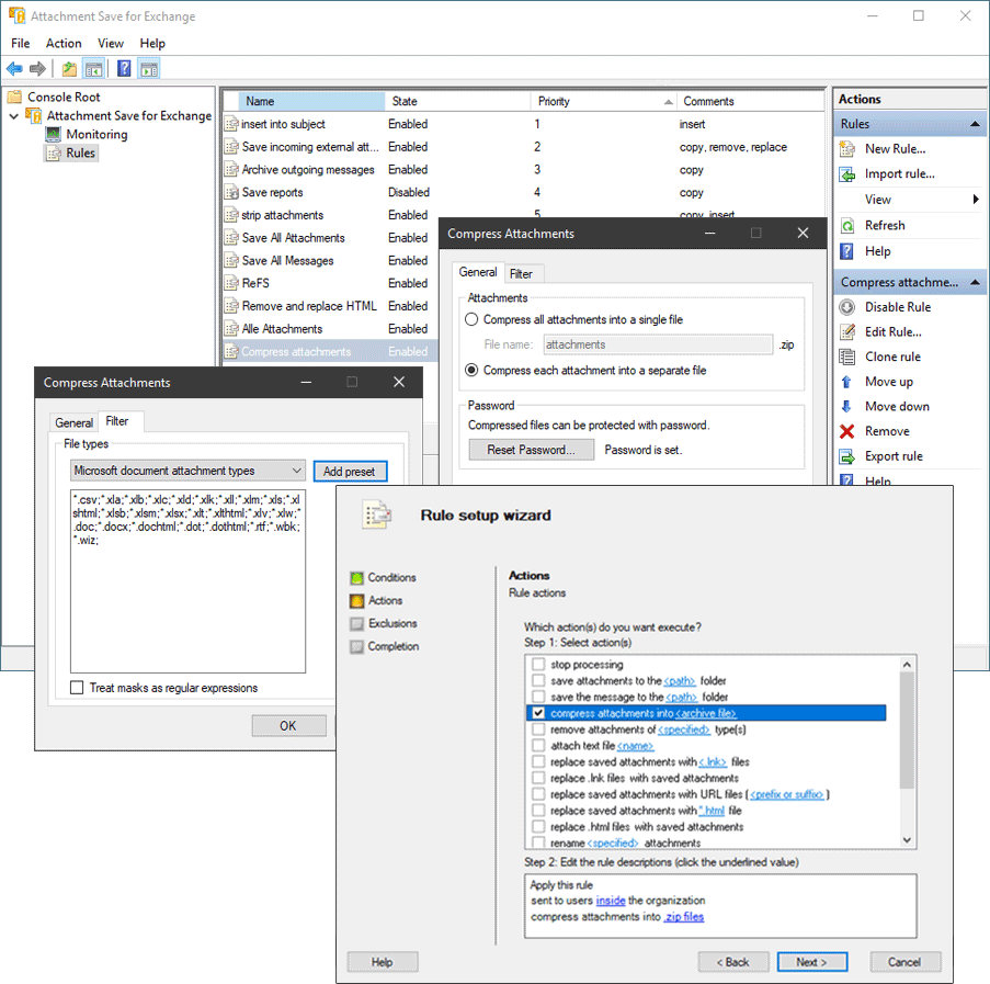 Compress email attachments on Exchange Server