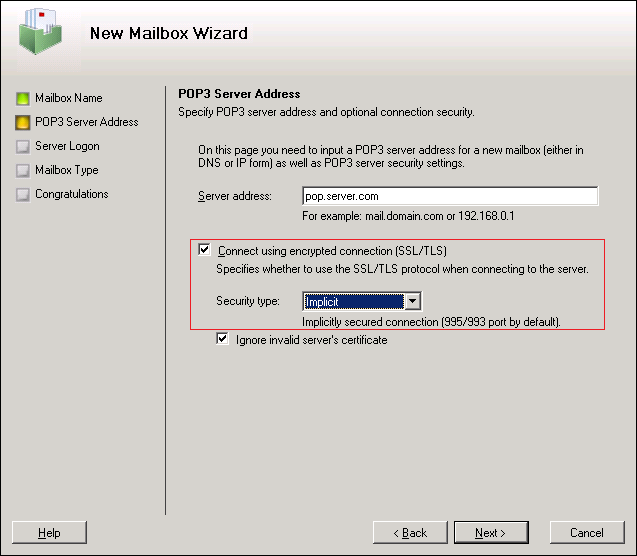 POP3 and TLS with Exchange