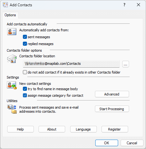 Windows 10 Add Contacts full