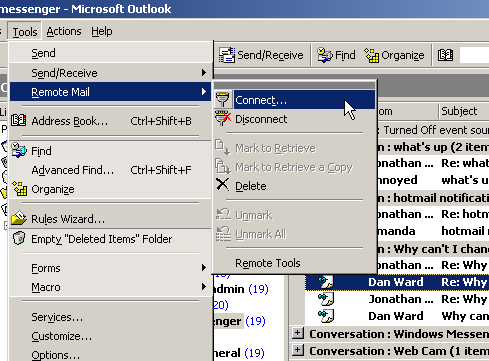 Outlook 2000 remote mail