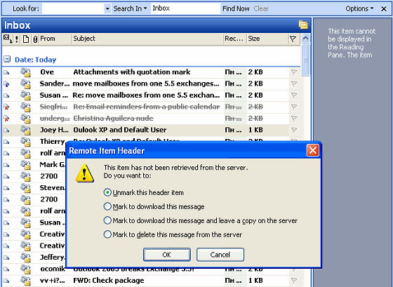 Outlook 2003 - Mark messages to download