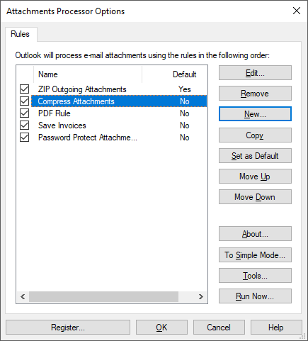 Processing of outlook attachments in Advanced Mode