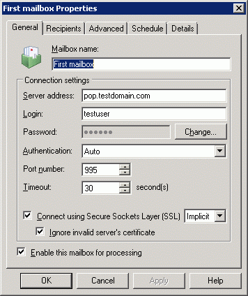 MAPILab POP3 Connector screenshot