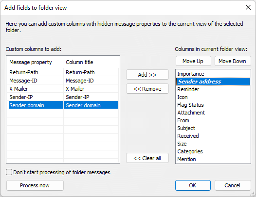 Add custom columns to Outlook folder view