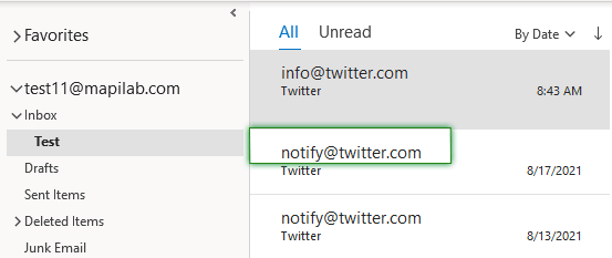 Sender email address in Outlook folder