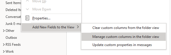 Manage Outlook folder view setings