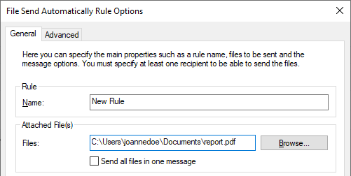 File Send Automatically options